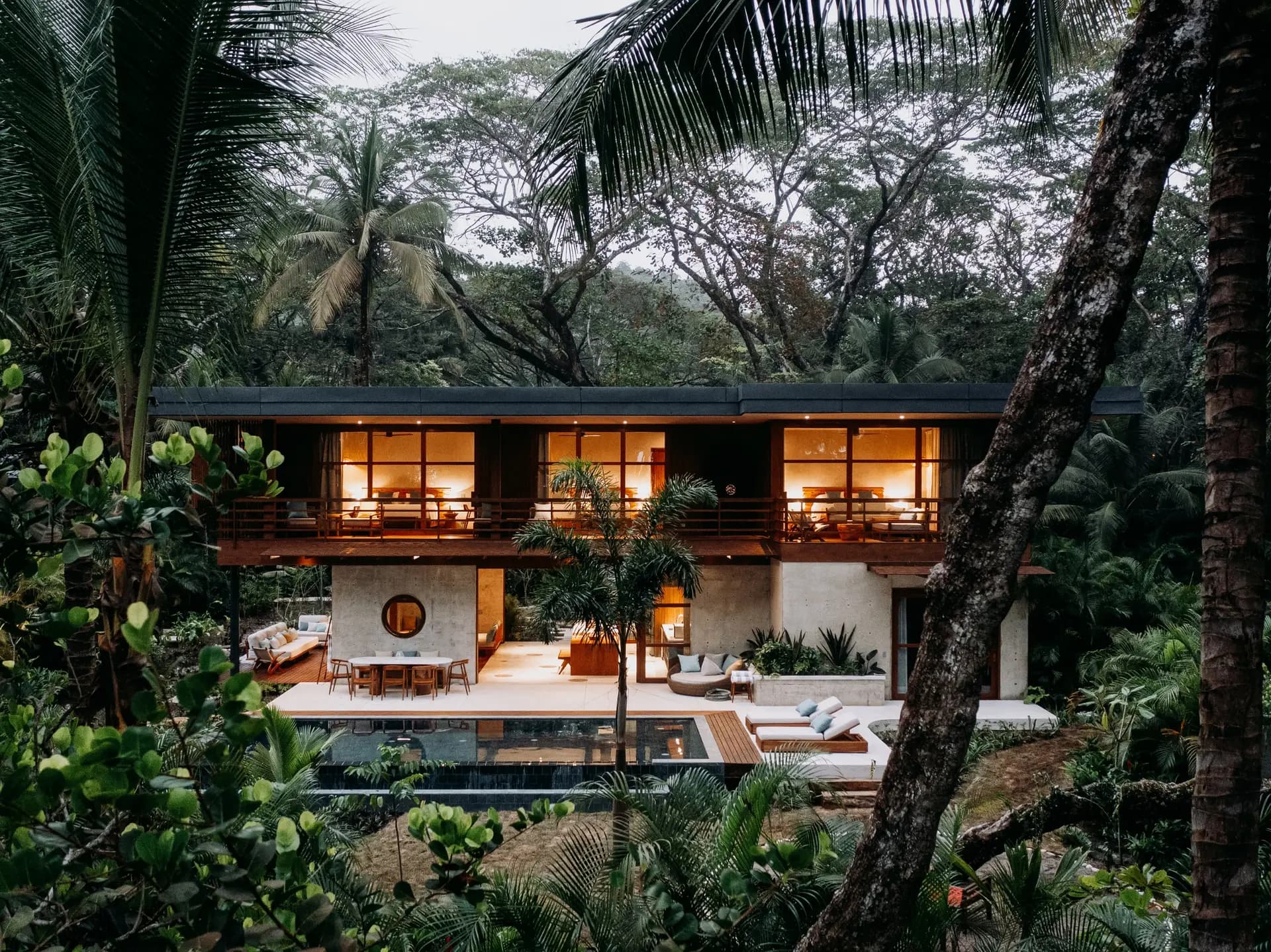 Hillside villa at dusk, Nosara, Costa Rica